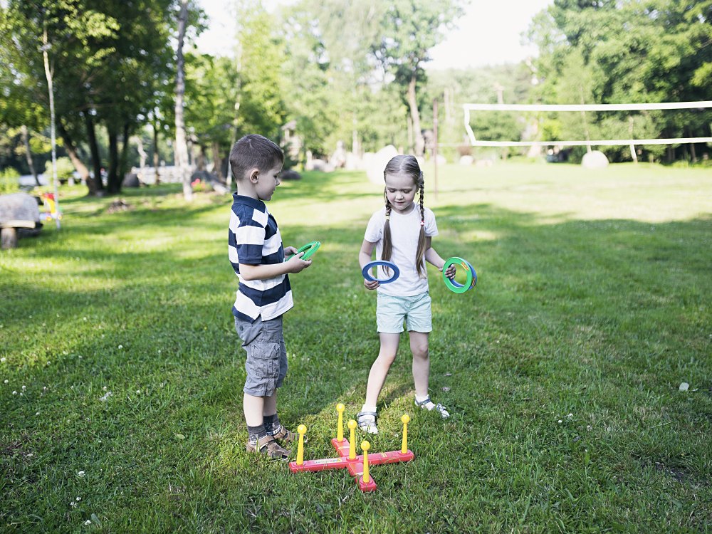 School-age children playing outdoors