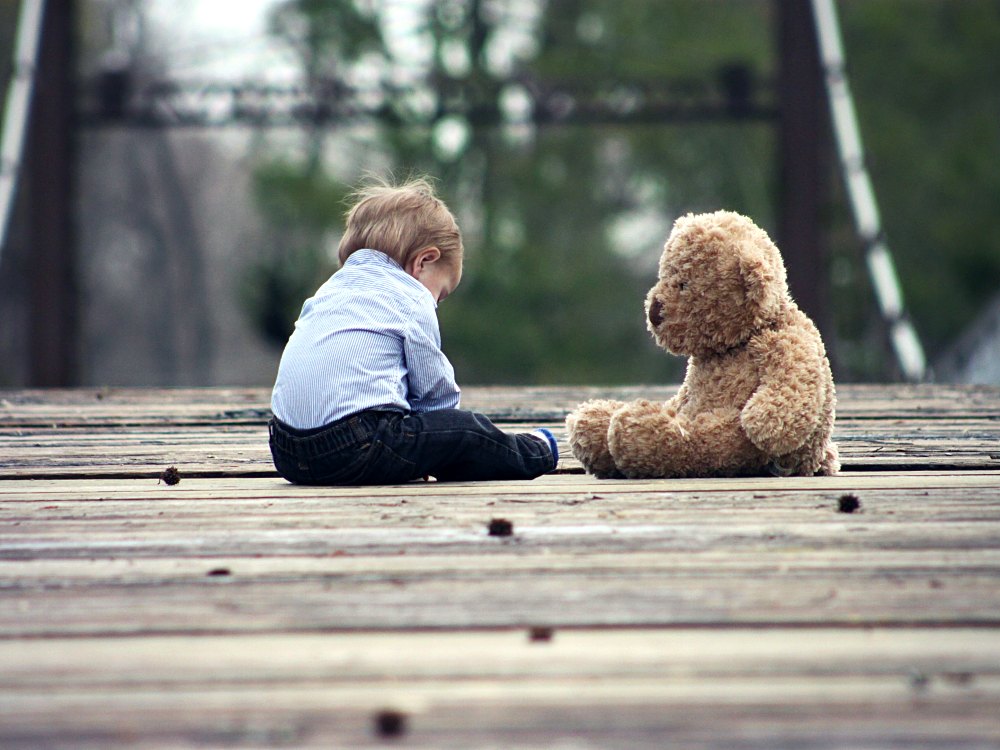 A toddler playing
